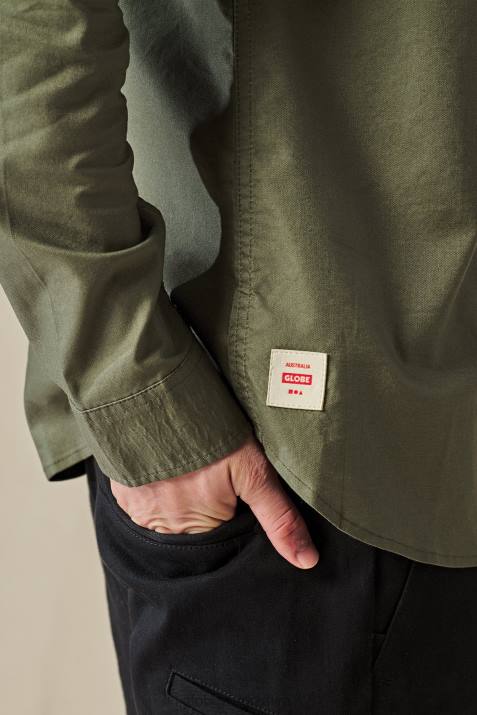 Podstawowa koszula l/s Globe Brand N8J4318 Oliwa odzież